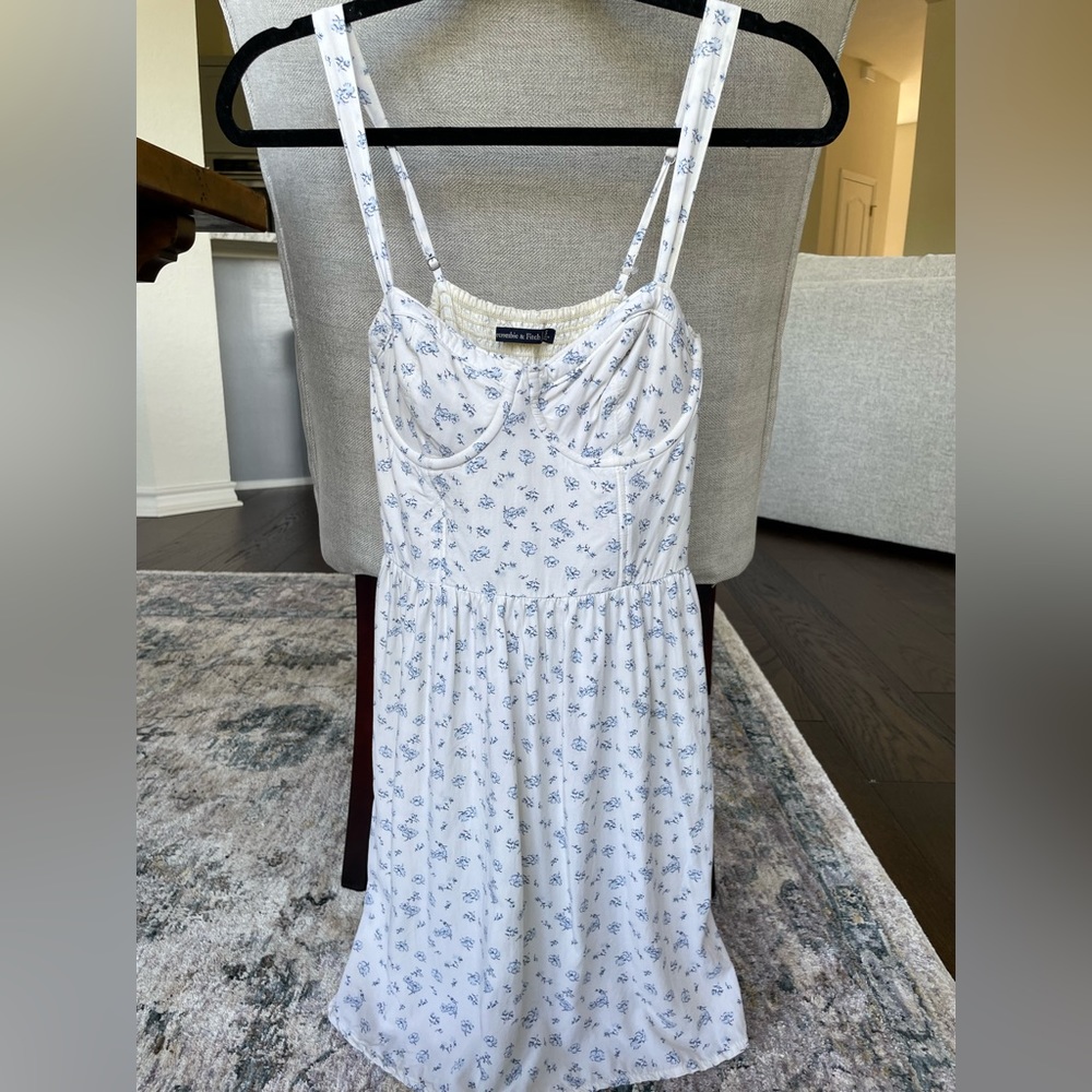 Abercrombie & Fitch White Mini Dress with Blue Floral Print